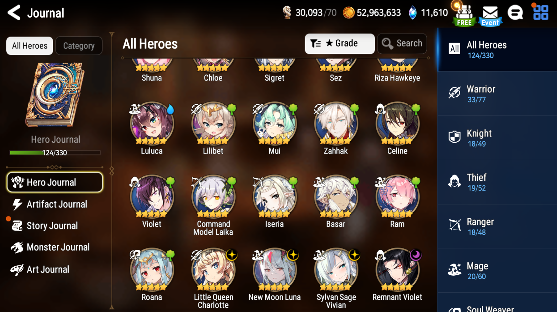 [GLOBAL] [INSTANT] Epic 7 Seven 4ML New Moon Luna Remnant Vivian Charlotte +11k Gems +37 ML pulls Starter Account-Mobile Games Starter