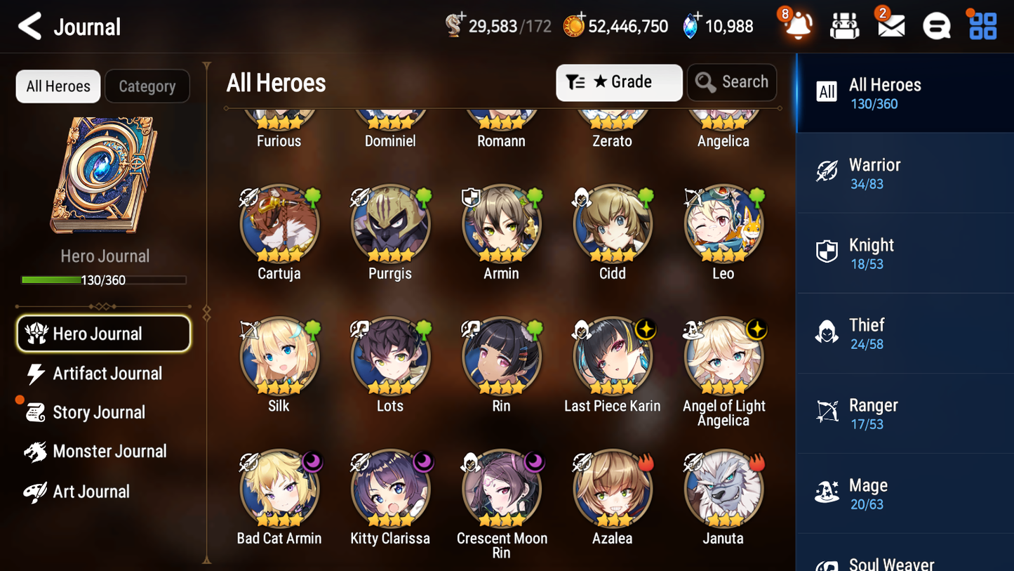 [GLOBAL] [INSTANT] Epic 7 Seven 4ML New Moon Luna Requiem Roana Dark Corvus Fallen Cecilia Jack +11k Gems + 50ML pulls + 20 Speed Starter Account-Mobile Games Starter