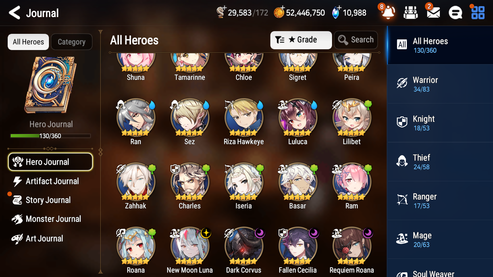 [GLOBAL] [INSTANT] Epic 7 Seven 4ML New Moon Luna Requiem Roana Dark Corvus Fallen Cecilia Jack +11k Gems + 50ML pulls + 20 Speed Starter Account-Mobile Games Starter