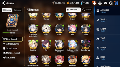 [GLOBAL] [INSTANT] Epic 7 Seven 4ML Rinak + Solitaria of the Snow Dark Corvus Operator Sigret Pavel + 77ML pulls 11k skystones 1300 mystics+20 Speed+ Name Starter Account-Mobile Games Starter