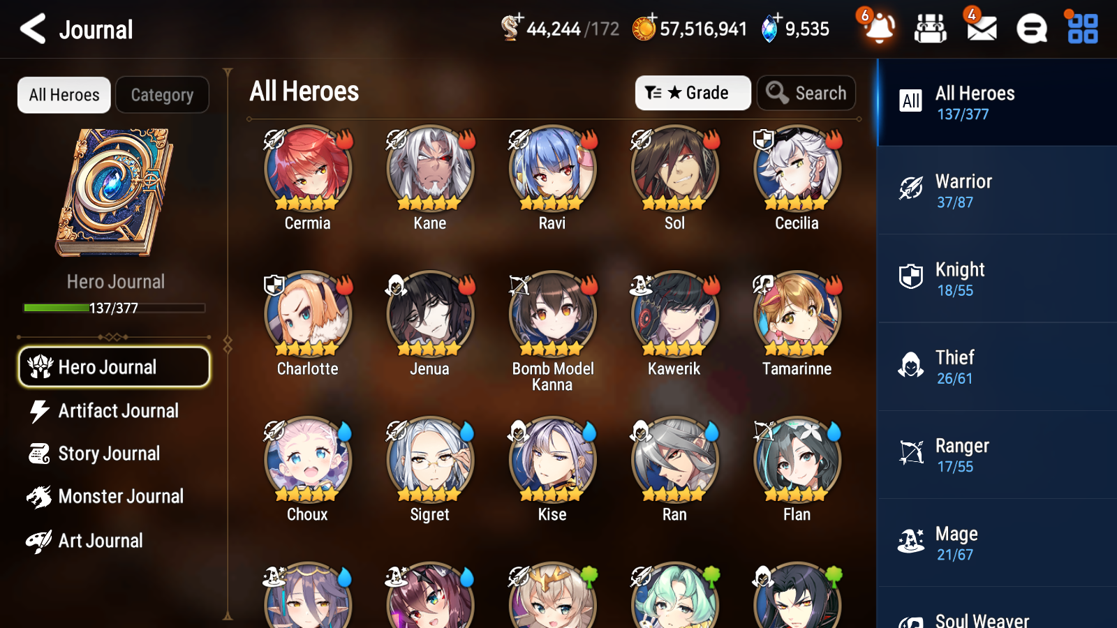 [GLOBAL] [INSTANT] Epic 7 Seven 4ML Salome Abyssal Yufine Requiem Roana Ken + 63ML pulls 9k skystones mystics+ 20 Speed + 4 Sets Gear + Name Starter Account-Mobile Games Starter