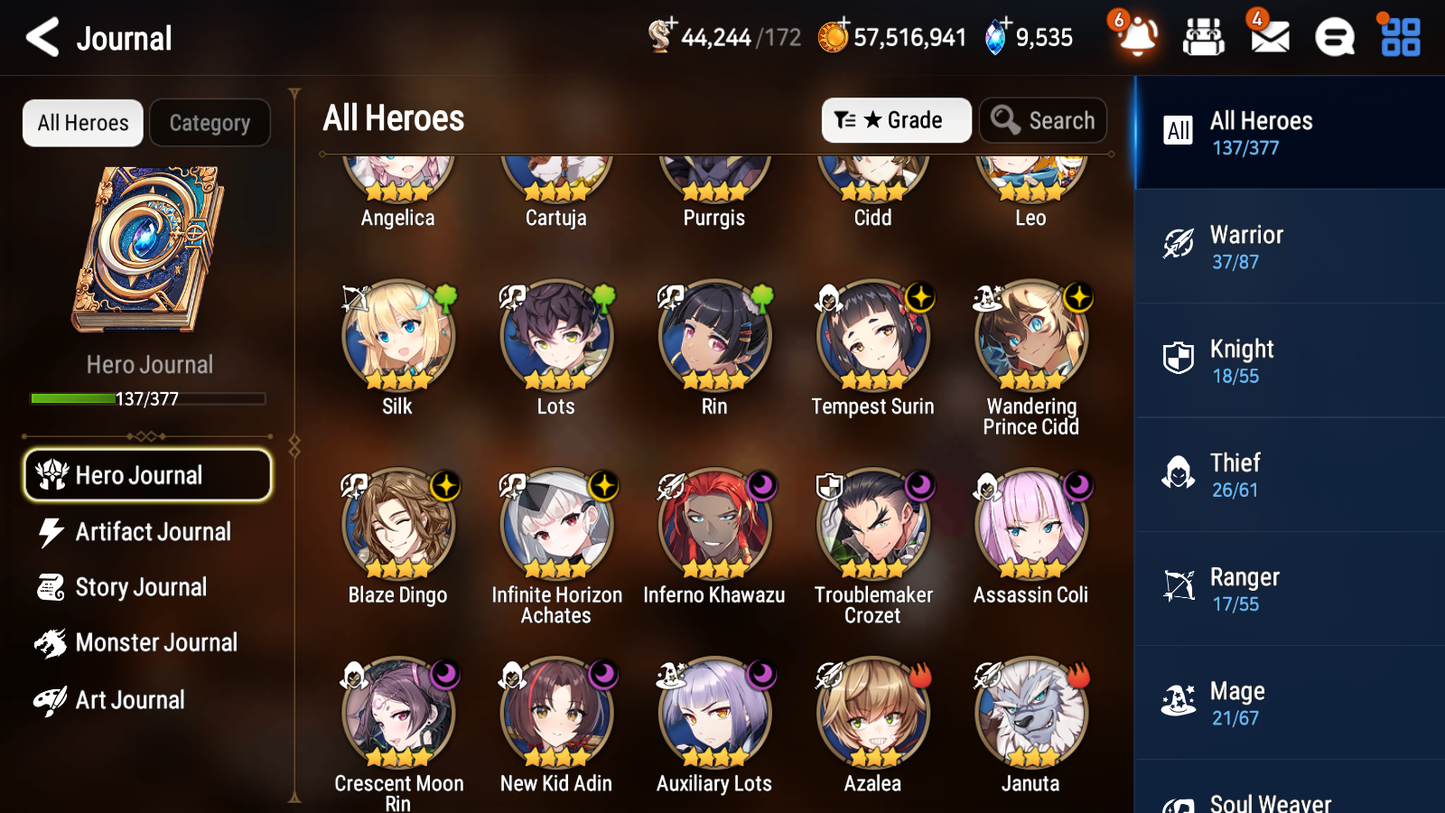 [GLOBAL] [INSTANT] Epic 7 Seven 4ML Salome Abyssal Yufine Requiem Roana Ken + 63ML pulls 9k skystones mystics+ 20 Speed + 4 Sets Gear + Name Starter Account-Mobile Games Starter