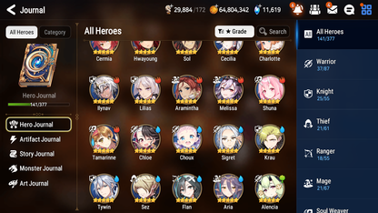 [GLOBAL] [INSTANT] Epic 7 Seven 4ML Salome Abyssal Yufine Top Model Luluca Architect Laika + 77ML pulls 11k skystones mystics+ 20 Speed + 4 Sets Gear +Name Starter Account-Mobile Games Starter