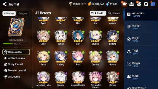 [GLOBAL] [INSTANT] Epic 7 Seven 4ML Salome Abyssal Yufine Top Model Luluca Architect Laika + 77ML pulls 11k skystones mystics+ 20 Speed + 4 Sets Gear +Name Starter Account-Mobile Games Starter