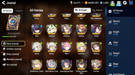 [GLOBAL] [INSTANT] Epic 7 Seven 4ML+5 limited New Moon Luna Apocalypse Ravi Pirate Flan Tywin + ML pulls Starter Account-Mobile Games Starter