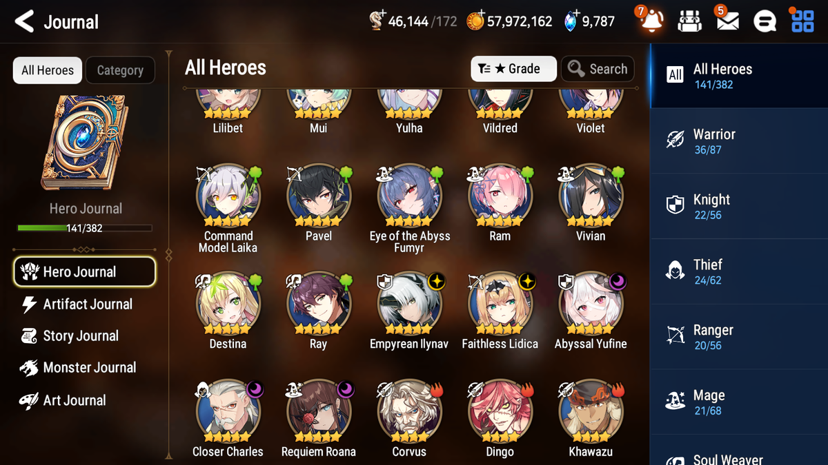 [GLOBAL] [INSTANT] Epic 7 Seven 5ML 1LIM Empyrean Ilynav Abyssal Yufine Faithless Lidica Requiem Roana Charles Summer Fumyr + 63ML pulls 9k skystones mystics+20 Speed + 4 Sets Gear + Name Starter Account-Mobile Games Starter