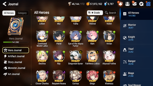 [GLOBAL] [INSTANT] Epic 7 Seven 5ML 1LIM Empyrean Ilynav Abyssal Yufine Faithless Lidica Requiem Roana Charles Summer Fumyr + 63ML pulls 9k skystones mystics+20 Speed + 4 Sets Gear + Name Starter Account-Mobile Games Starter