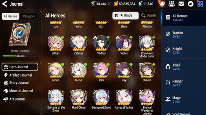 [GLOBAL] [INSTANT] Epic 7 Seven 5ML Abyssal Yufine Maid Chloe Solitaria Designer Lilibet Eternal Ludwig Angel Angelica+ 63ML pulls 11k skystones 1300 mystics+ Name Starter Account-Mobile Games Starter