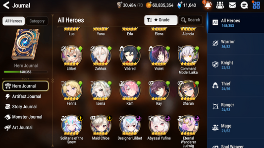 [GLOBAL] [INSTANT] Epic 7 Seven 5ML Abyssal Yufine Maid Chloe Solitaria Designer Lilibet Eternal Ludwig Angel Angelica+ 63ML pulls 11k skystones 1300 mystics+ Name Starter Account-Mobile Games Starter