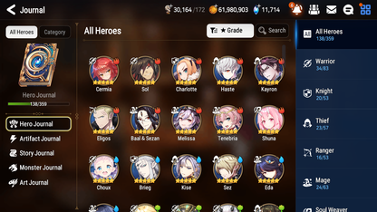 [GLOBAL] [INSTANT] Epic 7 Seven 5ML Abyssal Yufine Requiem Roana Designer Lilibet DJ Basar Arbiter+ 77ML pulls 11k skystones 1300 mystics+20 Speed + Name Starter Account-Mobile Games Starter