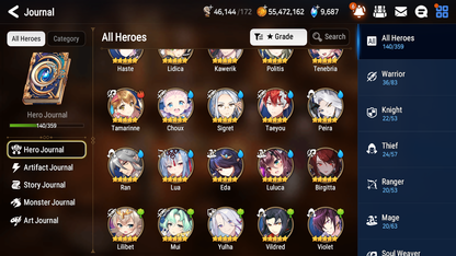 [GLOBAL] [INSTANT] Epic 7 Seven 5ML Empyrean Ilynav Abyssal Yufine Faithless Lidica Requiem Roana Charles + 63ML pulls 9k skystones 1250 mystics+20 Speed + Name Starter Account-Mobile Games Starter