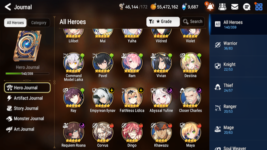 [GLOBAL] [INSTANT] Epic 7 Seven 5ML Empyrean Ilynav Abyssal Yufine Faithless Lidica Requiem Roana Charles + 63ML pulls 9k skystones 1250 mystics+20 Speed + Name Starter Account-Mobile Games Starter