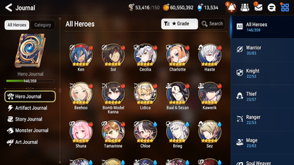 [GLOBAL] [INSTANT] Epic 7 Seven 5ML Empyrean Ilynav Conqueror Lilias Celine Eternal Wanderer Ludwig + 82ML pulls 13k skystones 3000 mystics+20 Speed + Name Starter Account-Mobile Games Starter