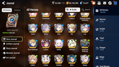 [GLOBAL] [INSTANT] Epic 7 Seven 5ML Harsetti Straze Ray + 83ML pulls 13k skystones 3100 mystics+20 Speed + Name Starter Account-Mobile Games Starter