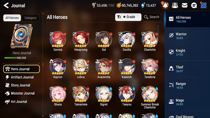 [GLOBAL] [INSTANT] Epic 7 Seven 5ML Harsetti Straze Ray + 83ML pulls 13k skystones 3100 mystics+20 Speed + Name Starter Account-Mobile Games Starter