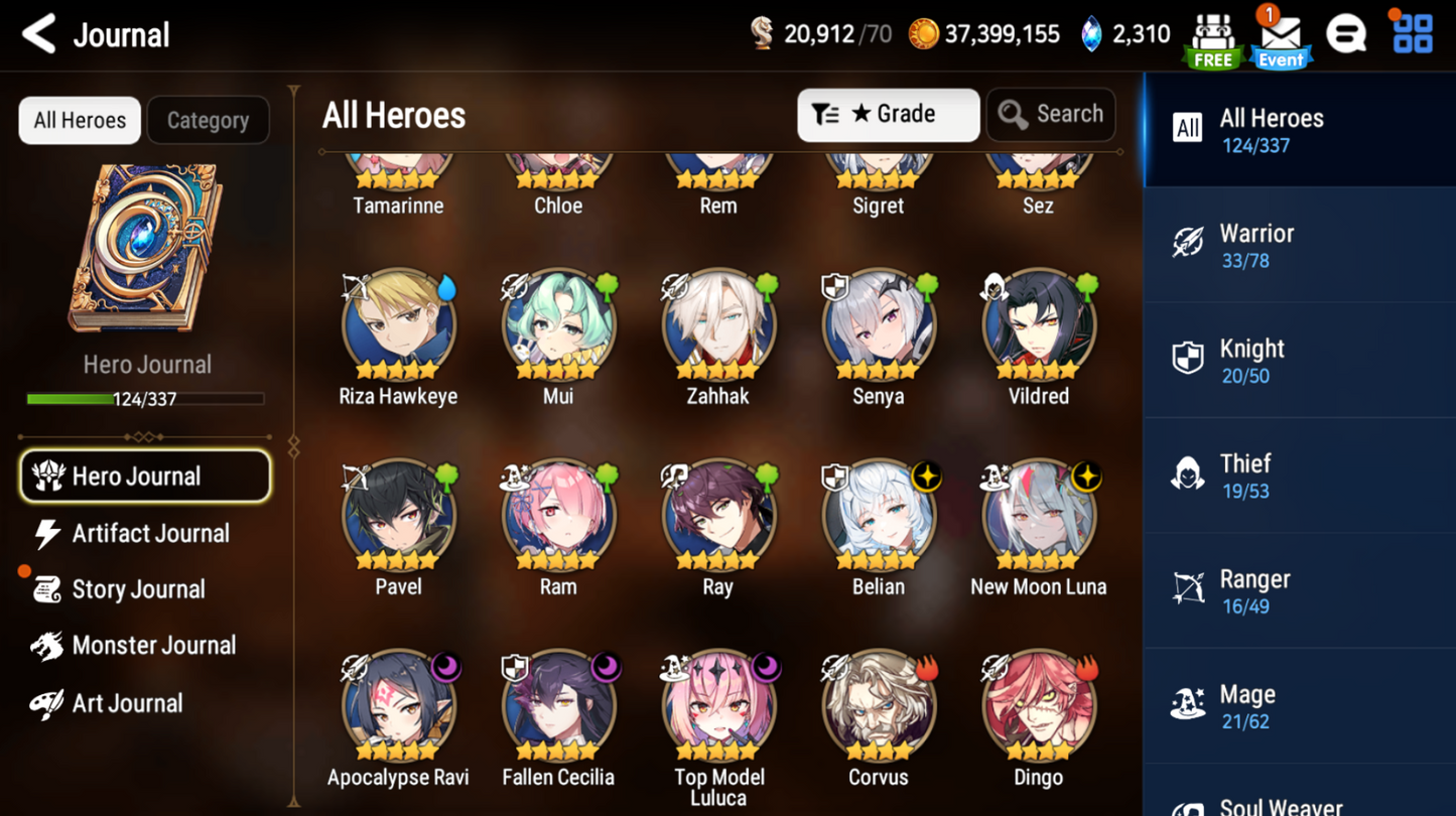 [GLOBAL] [INSTANT] Epic 7 Seven 5ML New Moon Luna Belian Apocalypse Ravi Fallen Cecilia Luluca Rem+ ML pulls Starter Account-Mobile Games Starter