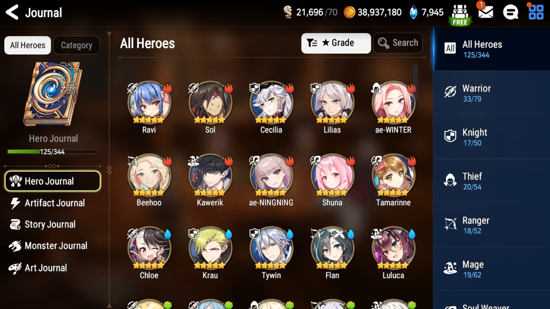 [GLOBAL] [INSTANT] Epic 7 Seven 5ML New Moon Luna Bellona Arbiter Vildred Ravi Lidica Rimuru + ML pulls + Name Starter Account-Mobile Games Starter