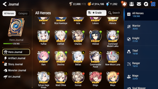 [GLOBAL] [INSTANT] Epic 7 Seven 5ML New Moon Luna Commander Pavel Vivian Maid Chloe Belian+11k Gems + 48ML pulls + 20 Speed Starter Account-Mobile Games Starter