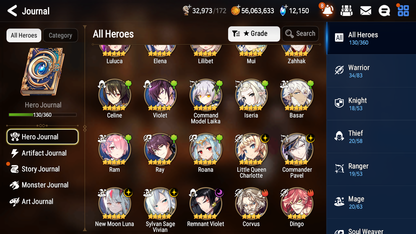 [GLOBAL] [INSTANT] Epic 7 Seven 5ML New Moon Luna Remnant Vivian Charlotte Commander Pavel+11k Gems +54 ML pulls + 20 Speed Starter Account-Mobile Games Starter