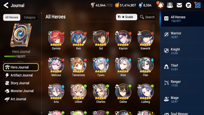 [GLOBAL] [INSTANT] Epic 7 Seven 5ML Salome New Moon Luna Navy Captain Landy Remnant Violet Eternal Wanderer Ludwig+ 58ML pulls +20 Speed + 4 Sets Gear +Name Starter Account-Mobile Games Starter