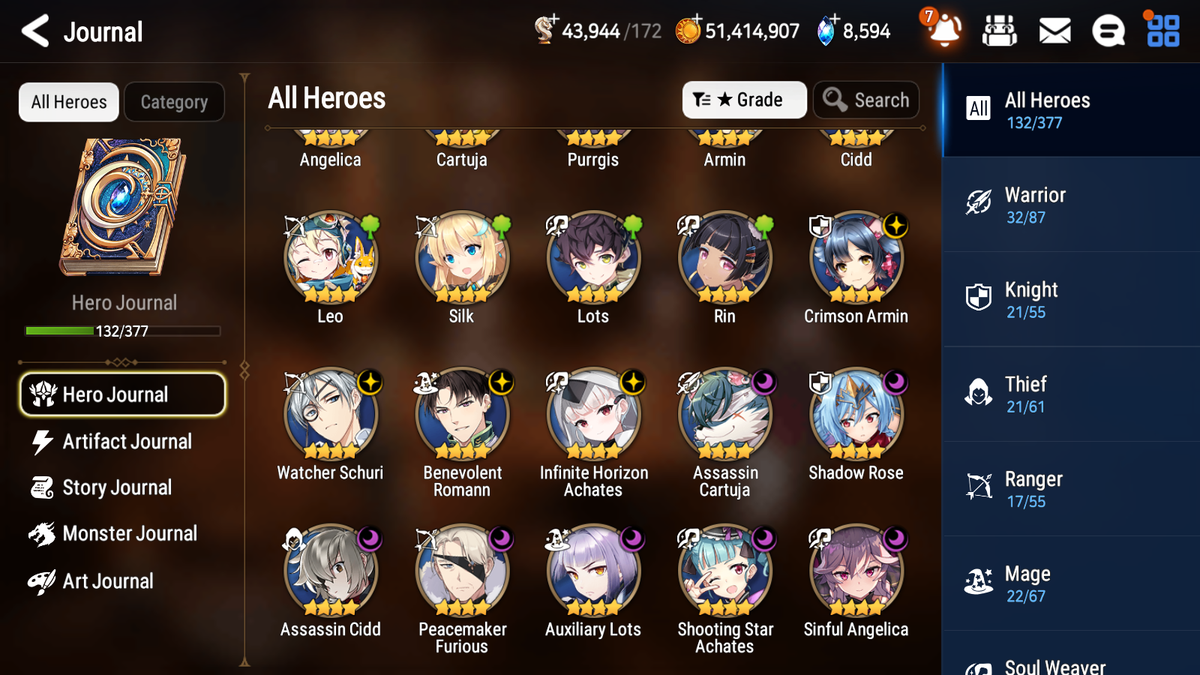 [GLOBAL] [INSTANT] Epic 7 Seven 5ML Salome New Moon Luna Navy Captain Landy Remnant Violet Eternal Wanderer Ludwig+ 58ML pulls +20 Speed + 4 Sets Gear +Name Starter Account-Mobile Games Starter