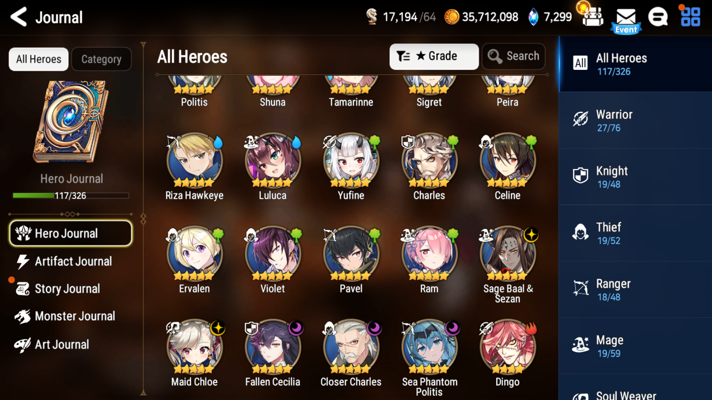 [GLOBAL] [INSTANT] Epic 7 Seven 5ML Sea Phantom Politis Fallen Cecilia Maid Chloe ++ ML pulls + Name Starter Account-Mobile Games Starter