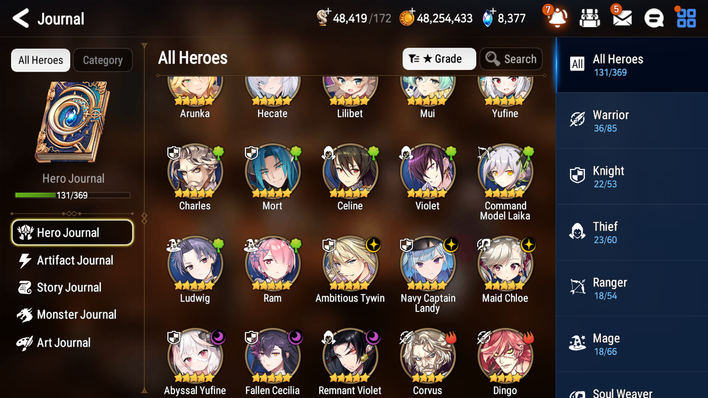 [GLOBAL] [INSTANT] Epic 7 Seven 6ML 1LIM Navy Captain Landy Abyssal Yufine Hecate + 53ML pulls +20 Speed+ Name Starter Account-Mobile Games Starter