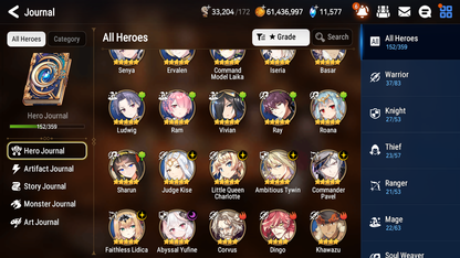 [GLOBAL] [INSTANT] Epic 7 Seven 6ML Abyssal Yufine Faithless Lidica Commander Pavel Tywin Charlotte Angel Angelica + 77ML pulls 11k skystones 1300 mystics+20 Speed + Name Starter Account-Mobile Games Starter