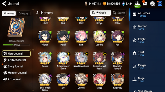 [GLOBAL] [INSTANT] Epic 7 Seven 6ML New Moon Luna Zio Iseria Kawerik Elena Basar + ML pulls 10-10 Account-Mobile Games Starter