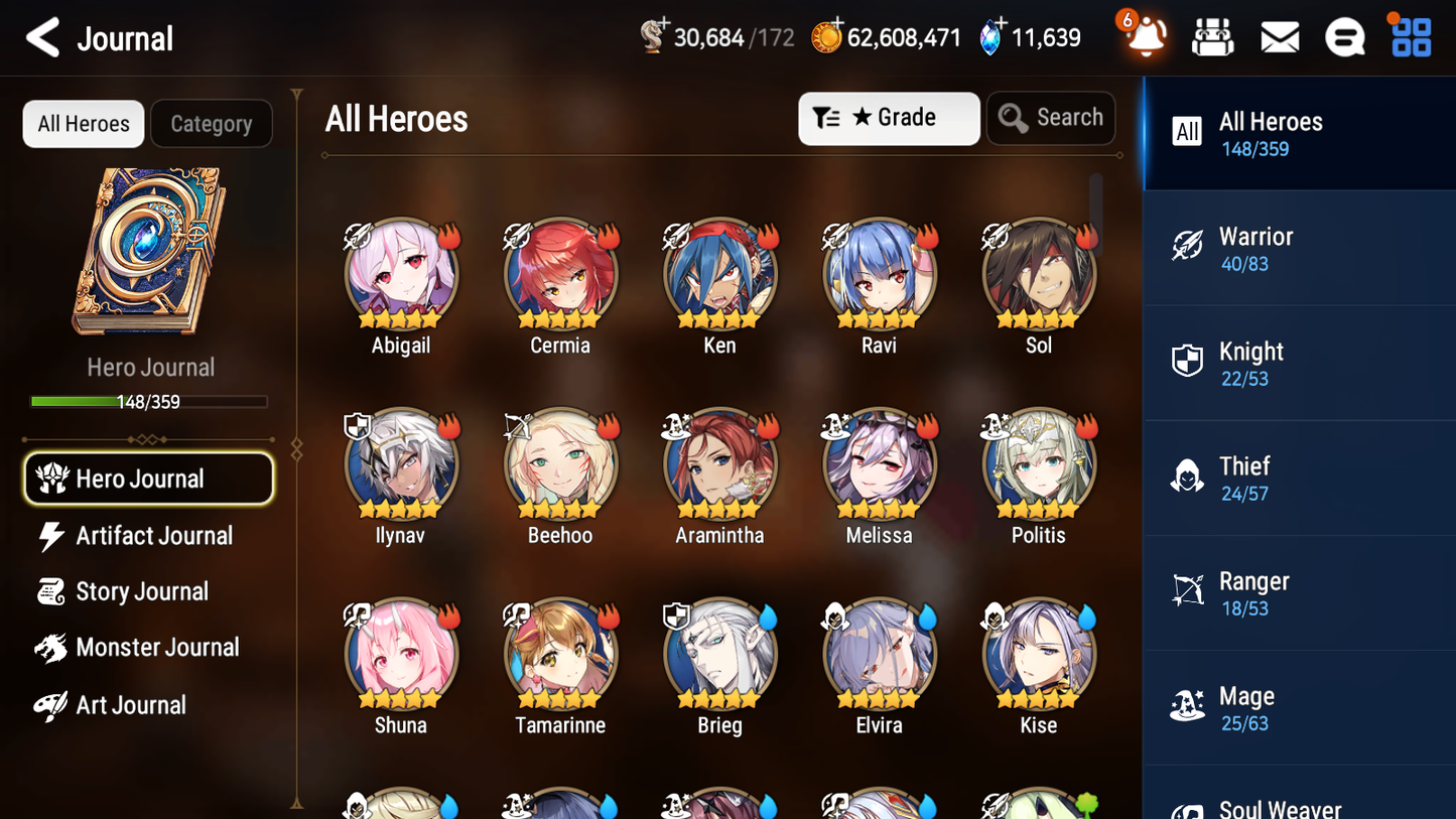 [GLOBAL] [INSTANT] Epic 7 Seven 6ML Sea Phantom Politis Requiem Roana Krau Sage Baal Laika + 77ML pulls 11k skystones 1300 mystics+ 20 Speed +Name Starter Account-Mobile Games Starter
