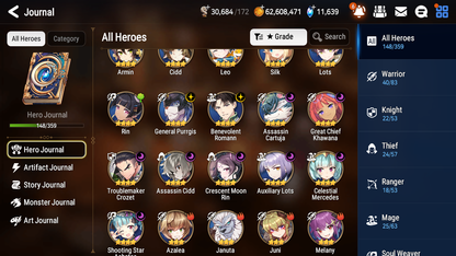 [GLOBAL] [INSTANT] Epic 7 Seven 6ML Sea Phantom Politis Requiem Roana Krau Sage Baal Laika + 77ML pulls 11k skystones 1300 mystics+ 20 Speed +Name Starter Account-Mobile Games Starter