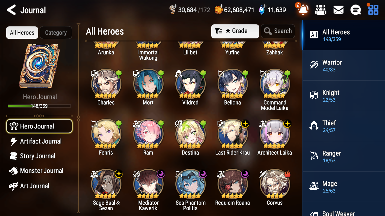 [GLOBAL] [INSTANT] Epic 7 Seven 6ML Sea Phantom Politis Requiem Roana Krau Sage Baal Laika + 77ML pulls 11k skystones 1300 mystics+ 20 Speed +Name Starter Account-Mobile Games Starter