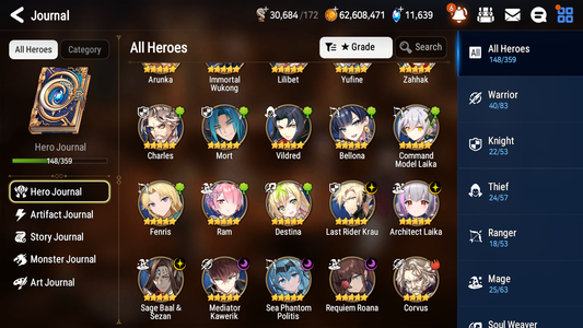 [GLOBAL] [INSTANT] Epic 7 Seven 6ML Sea Phantom Politis Requiem Roana Krau Sage Baal Laika + 77ML pulls 11k skystones 1300 mystics+ 20 Speed +Name Starter Account-Mobile Games Starter