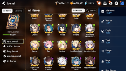 [GLOBAL] [INSTANT] Epic 7 Seven 7ML Salome Sea Phantom Politis Requiem Roana Krau Sage Baal Laika + 77ML pulls 11k skystones mystics+ 20 Speed + 4 Sets Gear +Name Starter Account-Mobile Games Starter