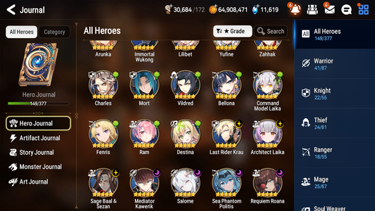 [GLOBAL] [INSTANT] Epic 7 Seven 7ML Salome Sea Phantom Politis Requiem Roana Krau Sage Baal Laika + 77ML pulls 11k skystones mystics+ 20 Speed + 4 Sets Gear +Name Starter Account-Mobile Games Starter
