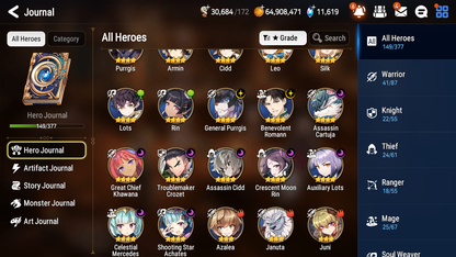 [GLOBAL] [INSTANT] Epic 7 Seven 7ML Salome Sea Phantom Politis Requiem Roana Krau Sage Baal Laika + 77ML pulls 11k skystones mystics+ 20 Speed + 4 Sets Gear +Name Starter Account-Mobile Games Starter