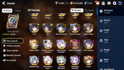 [GLOBAL] [INSTANT] Epic 7 Seven 7ML Zio Fallen Cecilia Solitaria Ruele Ken Operator Sigret Judge Kise+ 50ML pulls + 2x 20 Speed + Luna Skin + Name Starter Account-Mobile Games Starter