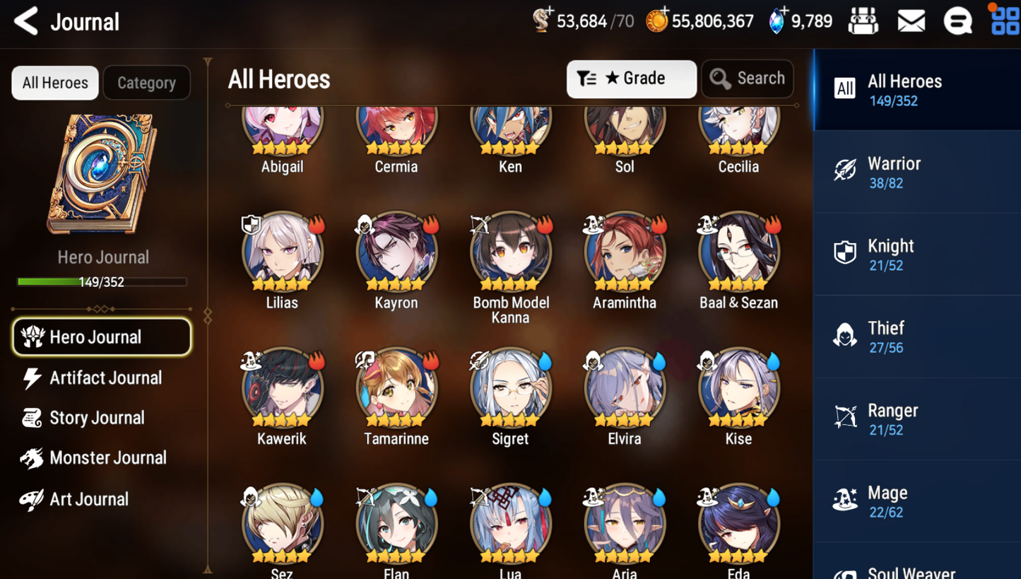 [GLOBAL] [INSTANT] Epic 7 Seven Rinak + artifact + Astromancer Elena + 52ML pulls 9k skystones 900 mystics+ Name Starter Account-Mobile Games Starter