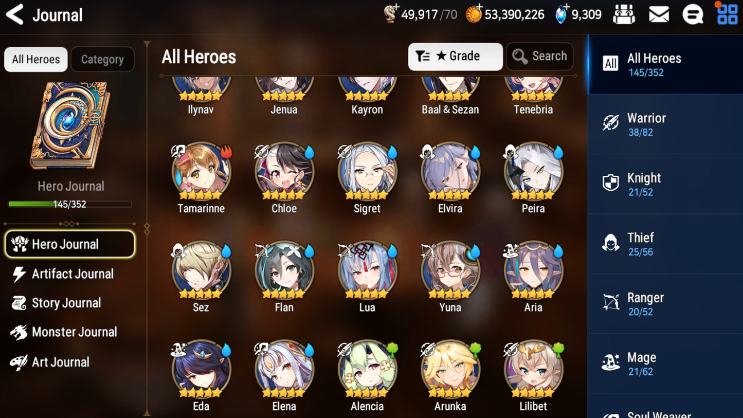 [GLOBAL] [INSTANT] Epic 7 Seven Rinak + artifact + Requiem Roana + 50ML pulls 9k skystones 1250 mystics+ Name Starter Account-Mobile Games Starter