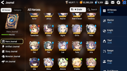 [GLOBAL] [INSTANT] Epic 7 Seven Rinak + artifact + Requiem Roana + 50ML pulls 9k skystones 1250 mystics+ Name Starter Account-Mobile Games Starter