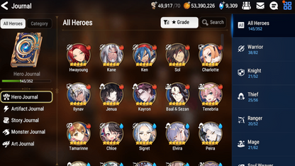 [GLOBAL] [INSTANT] Epic 7 Seven Rinak + artifact + Requiem Roana + 50ML pulls 9k skystones 1250 mystics+ Name Starter Account-Mobile Games Starter