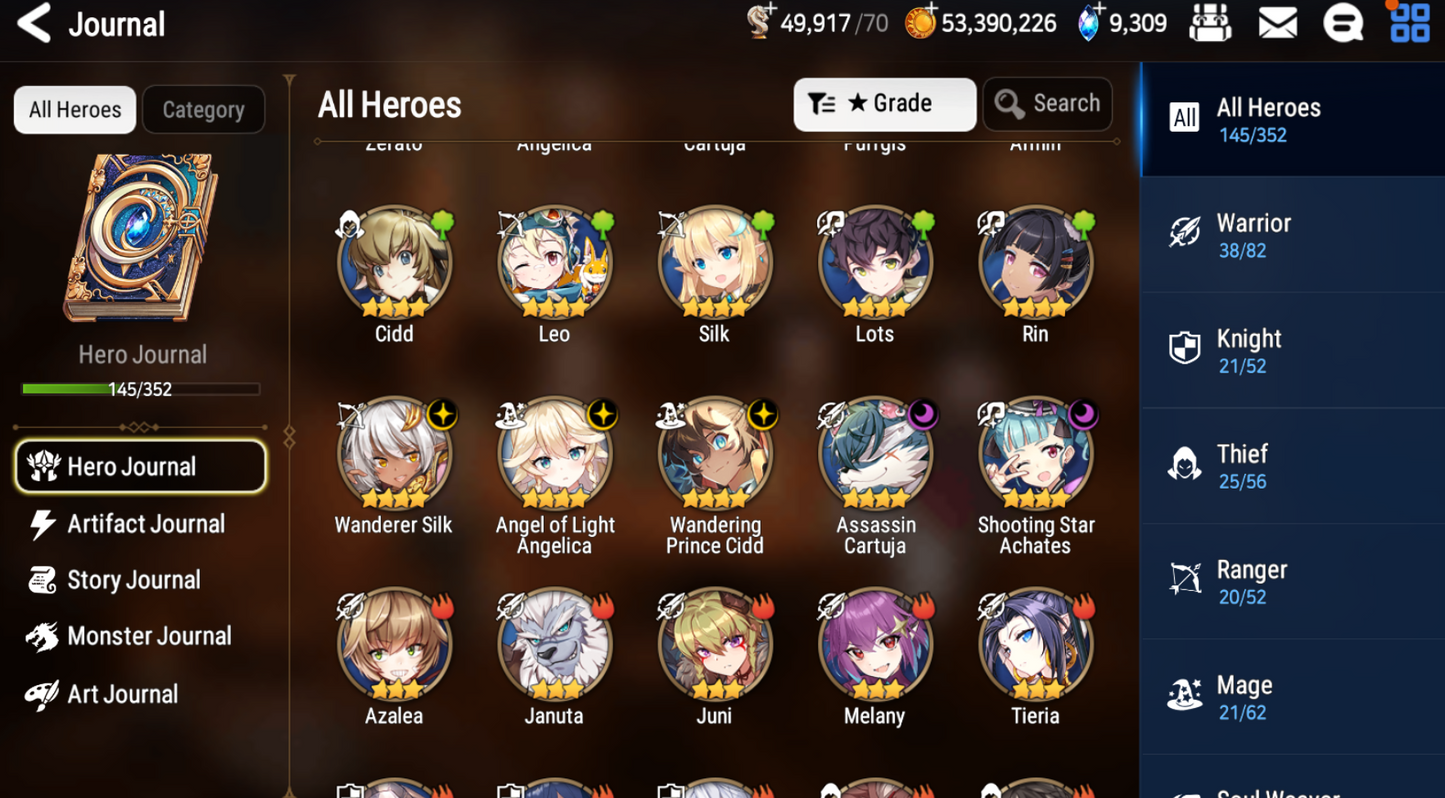 [GLOBAL] [INSTANT] Epic 7 Seven Rinak + artifact + Requiem Roana + 50ML pulls 9k skystones 1250 mystics+ Name Starter Account-Mobile Games Starter