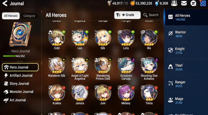 [GLOBAL] [INSTANT] Epic 7 Seven Rinak + artifact + Requiem Roana + 50ML pulls 9k skystones 1250 mystics+ Name Starter Account-Mobile Games Starter