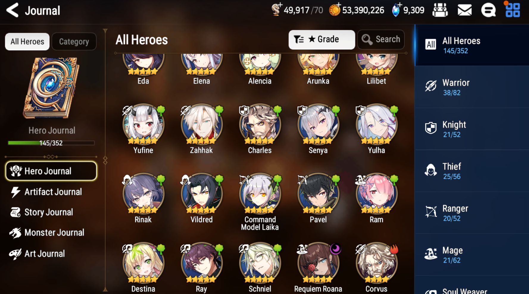 [GLOBAL] [INSTANT] Epic 7 Seven Rinak + artifact + Requiem Roana + 50ML pulls 9k skystones 1250 mystics+ Name Starter Account-Mobile Games Starter