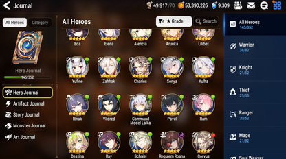 [GLOBAL] [INSTANT] Epic 7 Seven Rinak + artifact + Requiem Roana + 50ML pulls 9k skystones 1250 mystics+ Name Starter Account-Mobile Games Starter