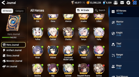 [GLOBAL] [INSTANT] Epic 7 Seven Rinak + artifact + Requiem Roana + 50ML pulls 9k skystones 1250 mystics+ Name Starter Account-Mobile Games Starter