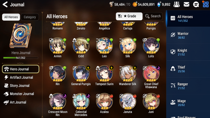 [GLOBAL] [INSTANT] Epic 7 Seven Rinak + artifact + Spirit Eye Celine + 51ML pulls 10k skystones 850 mystics+ Name Starter Account-Mobile Games Starter