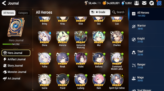 [GLOBAL] [INSTANT] Epic 7 Seven Rinak + artifact + Spirit Eye Celine + 51ML pulls 10k skystones 850 mystics+ Name Starter Account-Mobile Games Starter