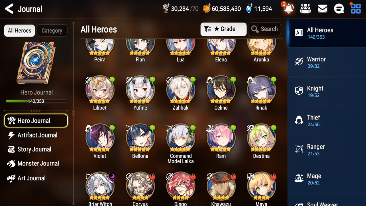 [GLOBAL] [INSTANT] Epic 7 Seven Rinak + Briar Witch Iseria + 63ML pulls 11k skystones 1300 mystics+ Name Starter Account-Mobile Games Starter