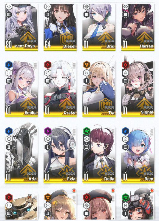 [GLOBAL] [INSTANT] GODDESS OF VICTORY NIKKE 13SSR Emilia+Rem+skin+Ram+Harran+Tia+Aria+Exia+Dolla starter account Re:Zero-Mobile Games Starter